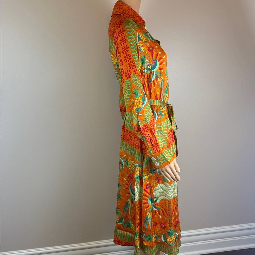 Farm Rio Belted Shirt Dress Tropic of the Macaws NWT - Picture 6 of 8